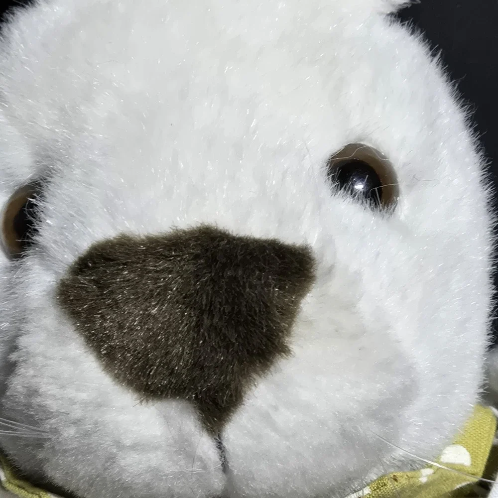 VINTAGE ACMI Rabbit Plush White Bunny Yellow Dress Polka Dots Cottagecore EASTER